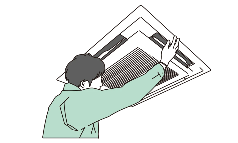 エアコンの清掃をする男性のアイコン